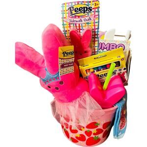 Peeps gift bundle 40 50 throw pink Peeps plush with tutu ,chalk,drink container